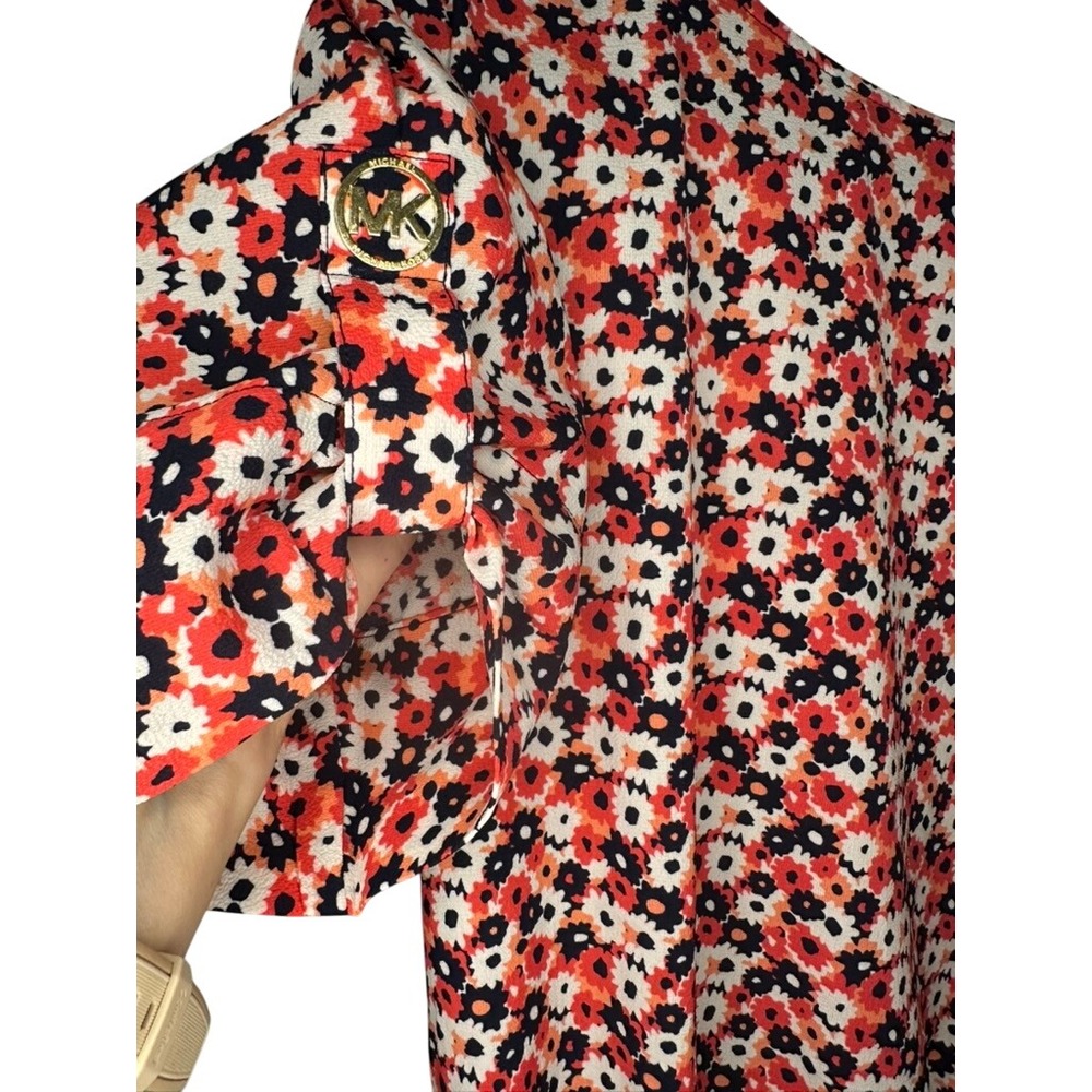 Michael Kors Floral Print Smocked Waist 3/4 Sleeve Blouse Top. NWT - Picture 3 of 10